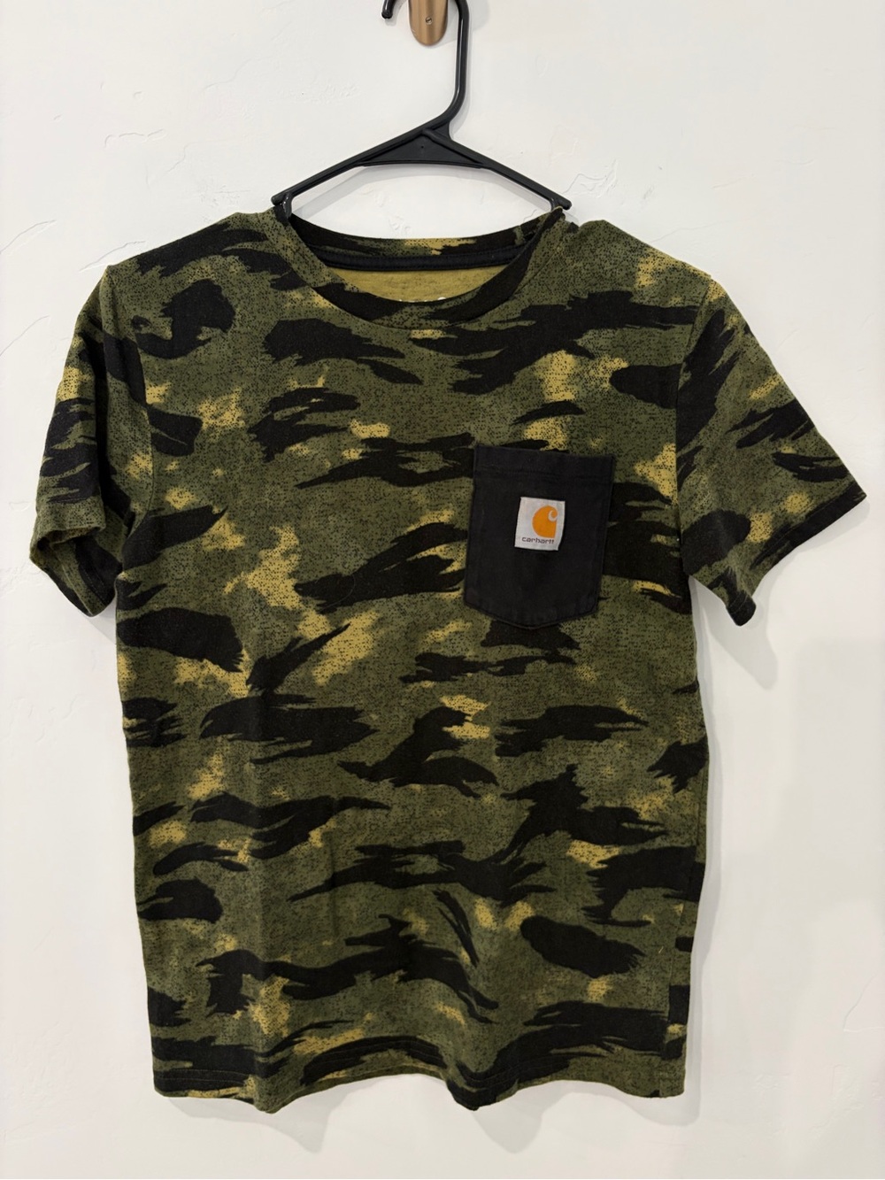 Carhartt Camo Pocket Tee Green Black T Shirt Size S